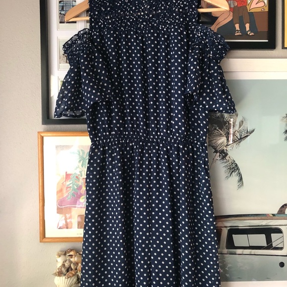 Blue and white polka dot jumpsuit Size Small - Picture 2 of 7